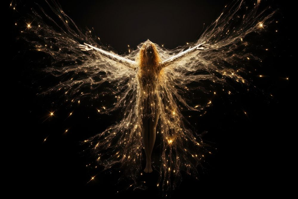 Flying angel sparkle light glitter fireworks sparks nature.