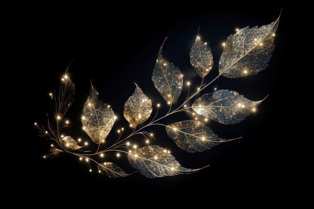 Leaves sparkle light glitter chandelier plant gold.