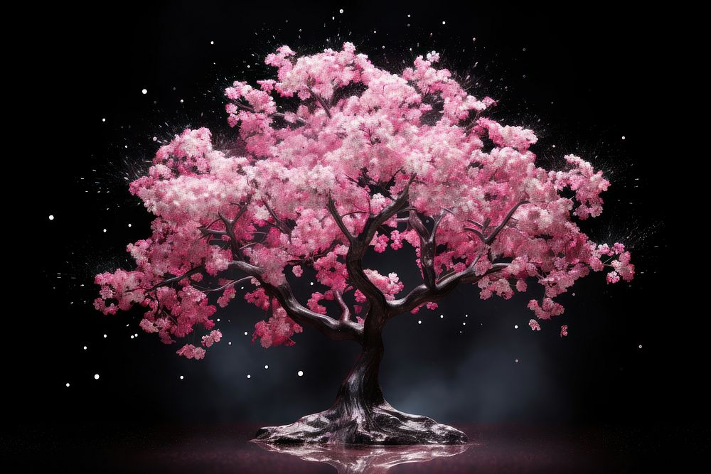 Sakura tree sparkle light glitter blossom flower nature.