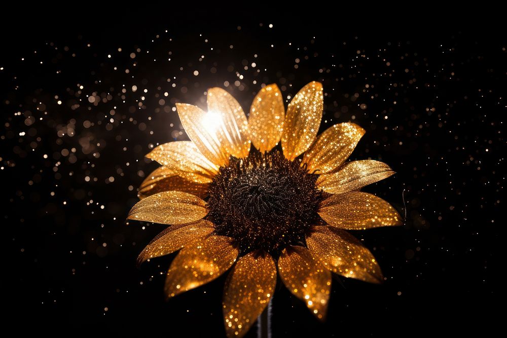Sunflower sparkle light glitter petal plant gold.
