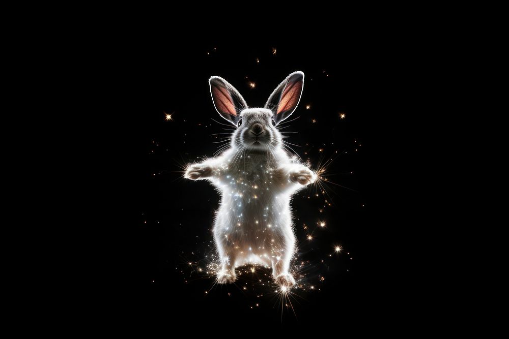 Rabbit hopping sparkle light glitter animal mammal rodent.