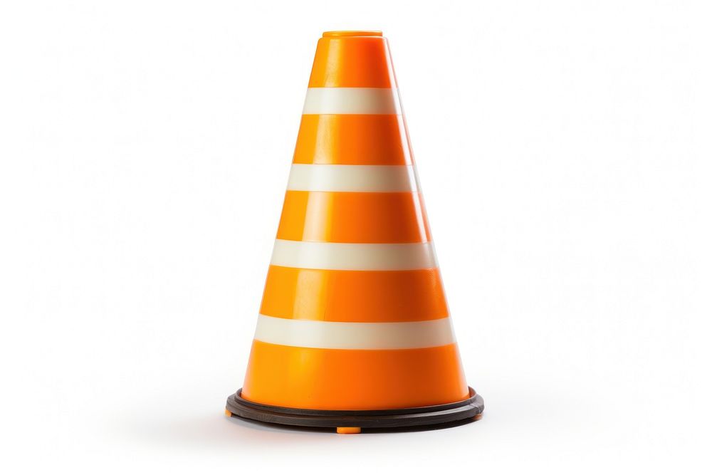 Traffic cone white background protection barricade.