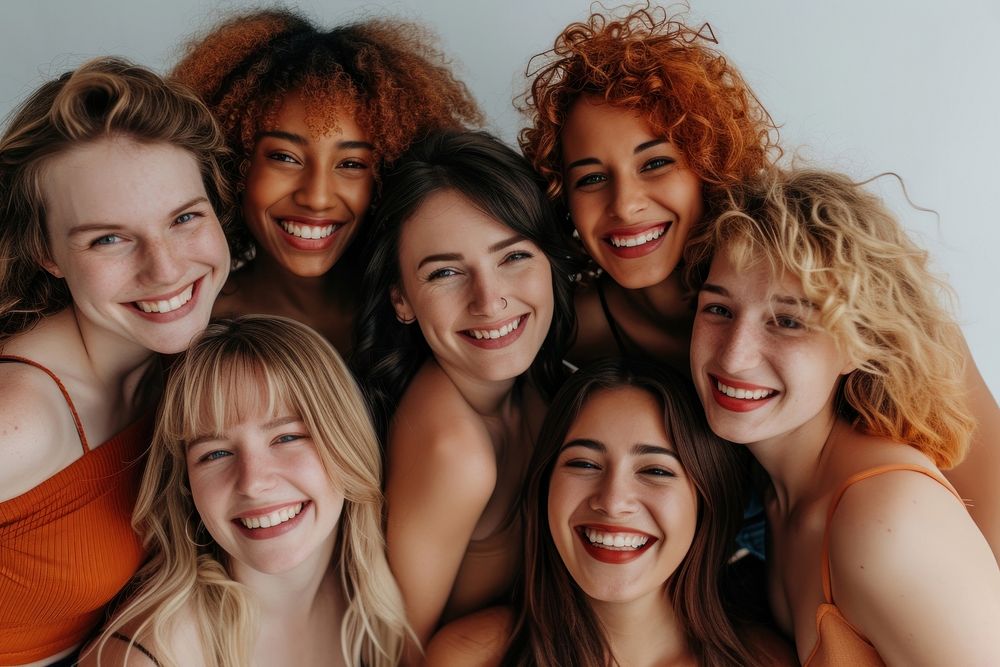 Photo of happy women group laughing adult smile.