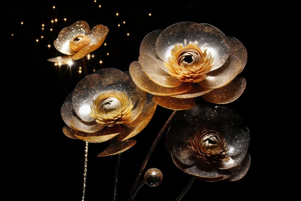 Ranunculus sparkle light glitter chandelier lighting gold.