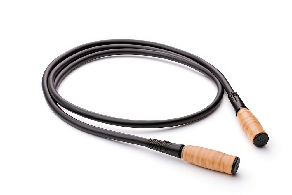 Skipping rope cable white background stethoscope.