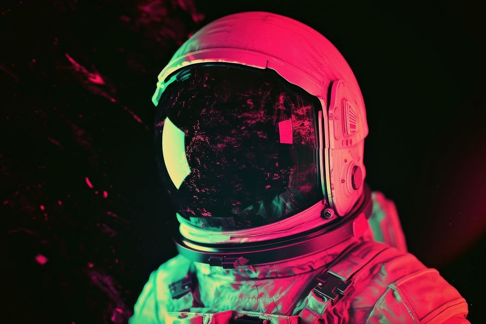 Silkscreen of an astronaut adult protection darkness.