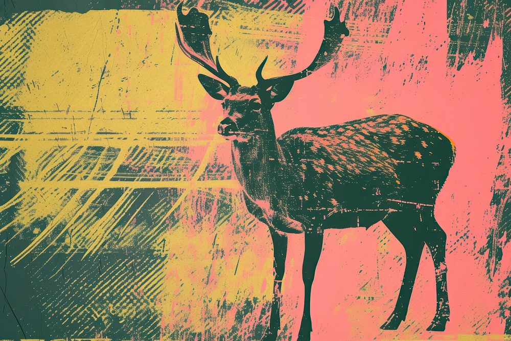 Silkscreen of a deer art backgrounds wildlife.