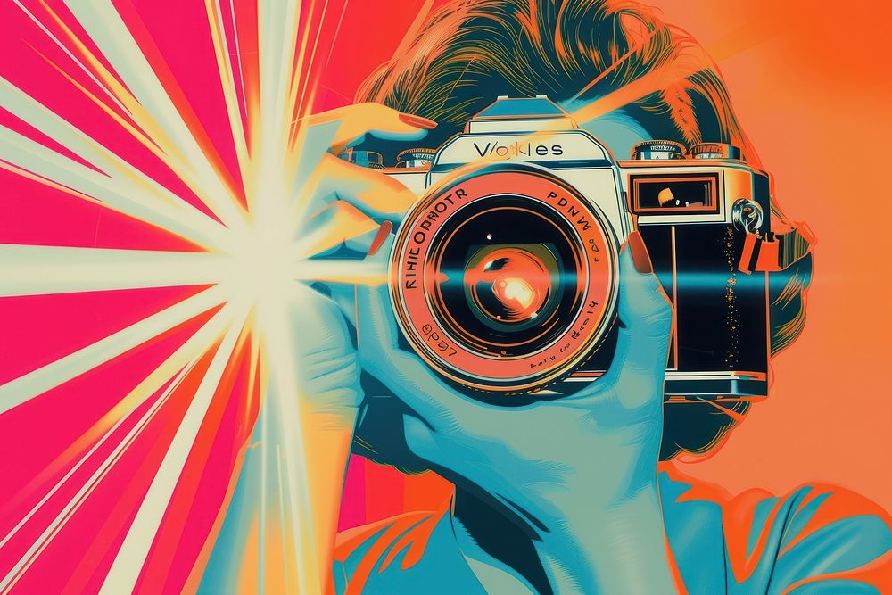 Woman using classic camera art photographing photographer.