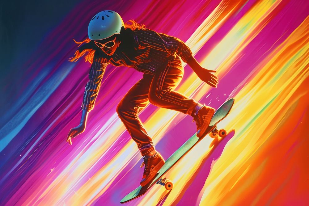 Woman skateboarding snowboarding adventure sports.