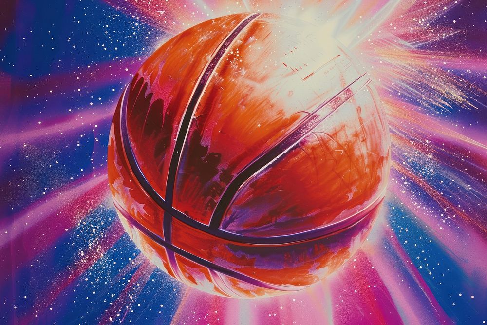 Sparkling basketball sphere space star.