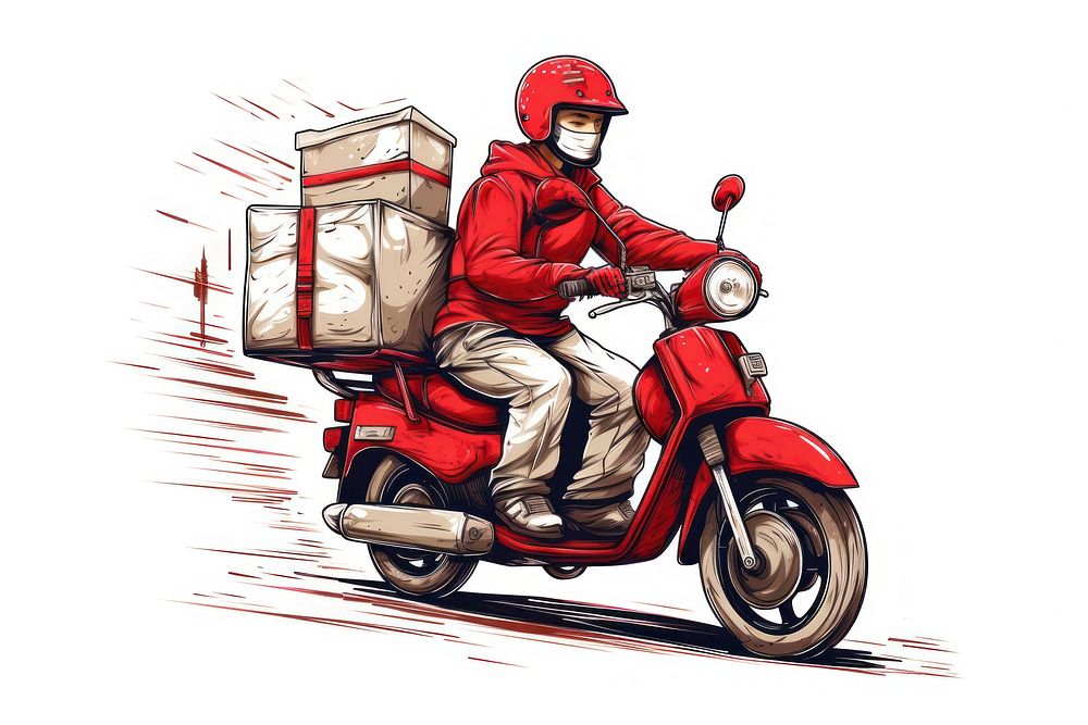 Delivery man motorcycle vehicle scooter.