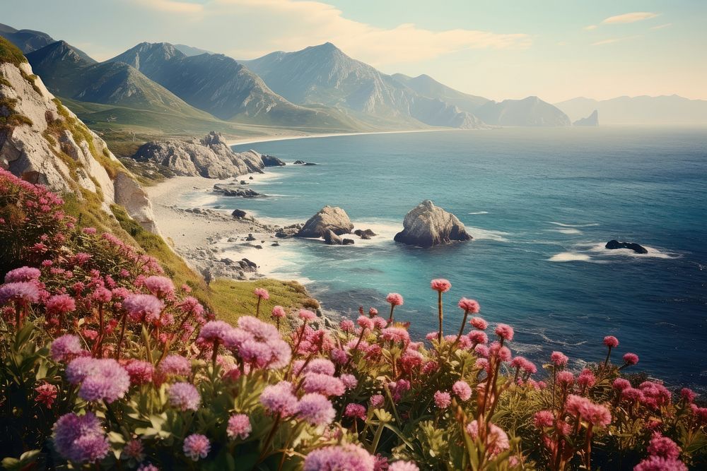 Coast flower promontory landscape.