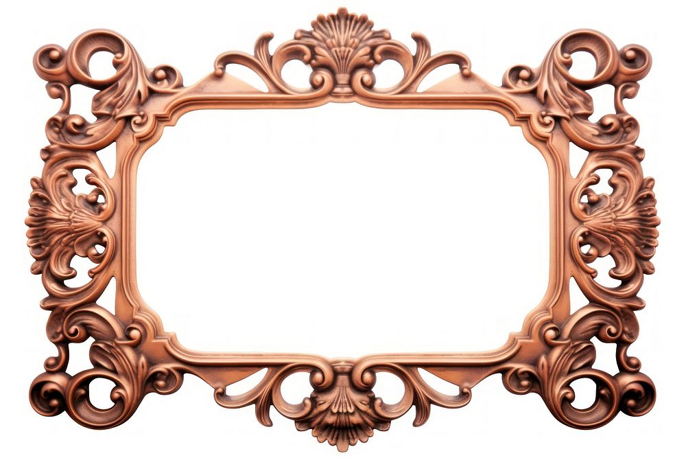 Copper frame vintage rectangle oval white background.