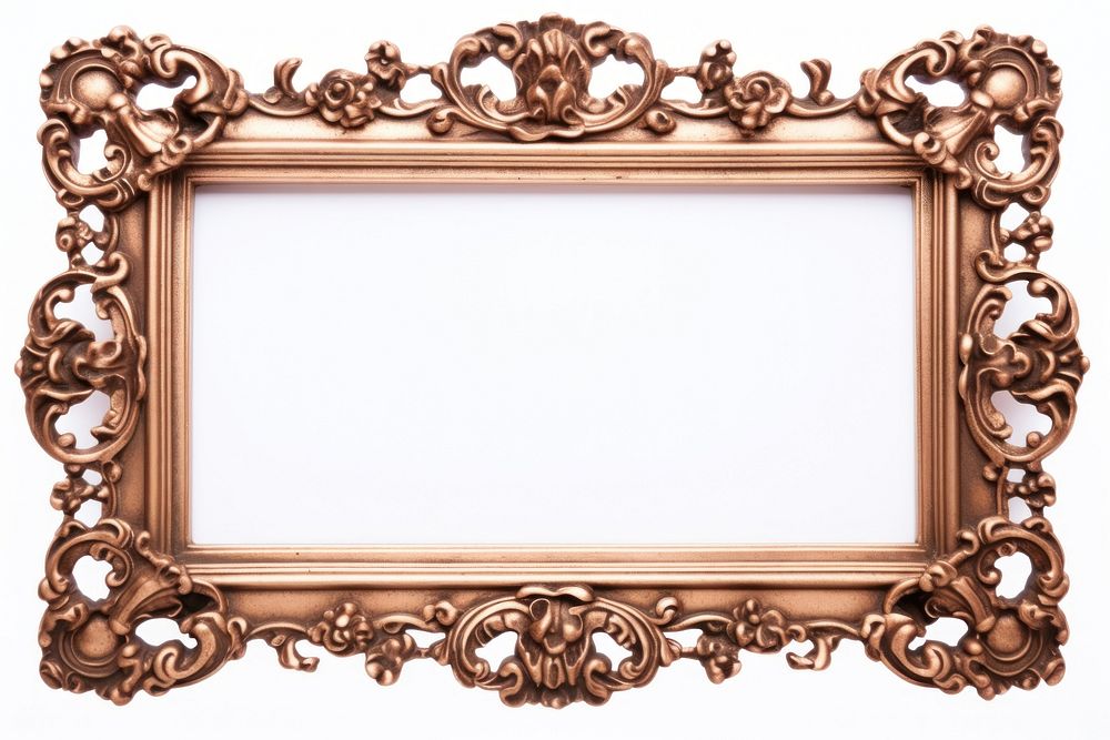 Copper frame vintage rectangle white background architecture.
