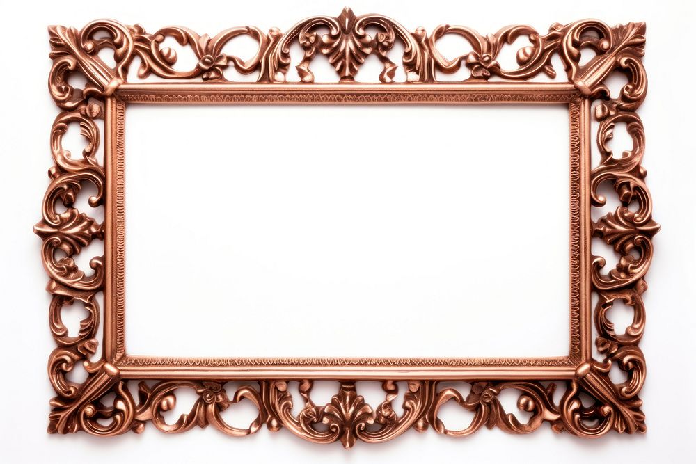 Copper frame vintage rectangle white background architecture.