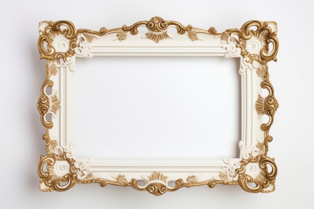 Baroque frame vintage rectangle white photo.