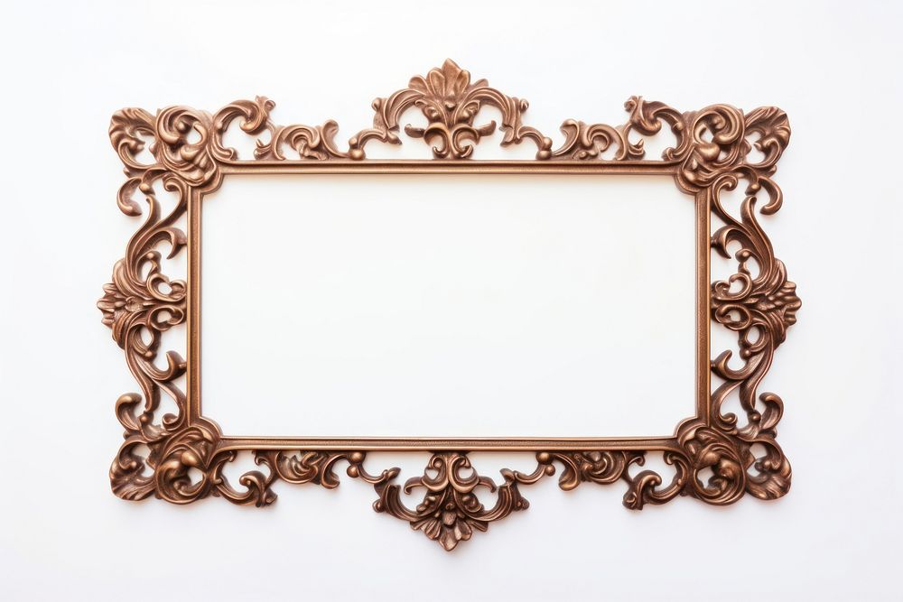 Brown frame vintage rectangle white background architecture.