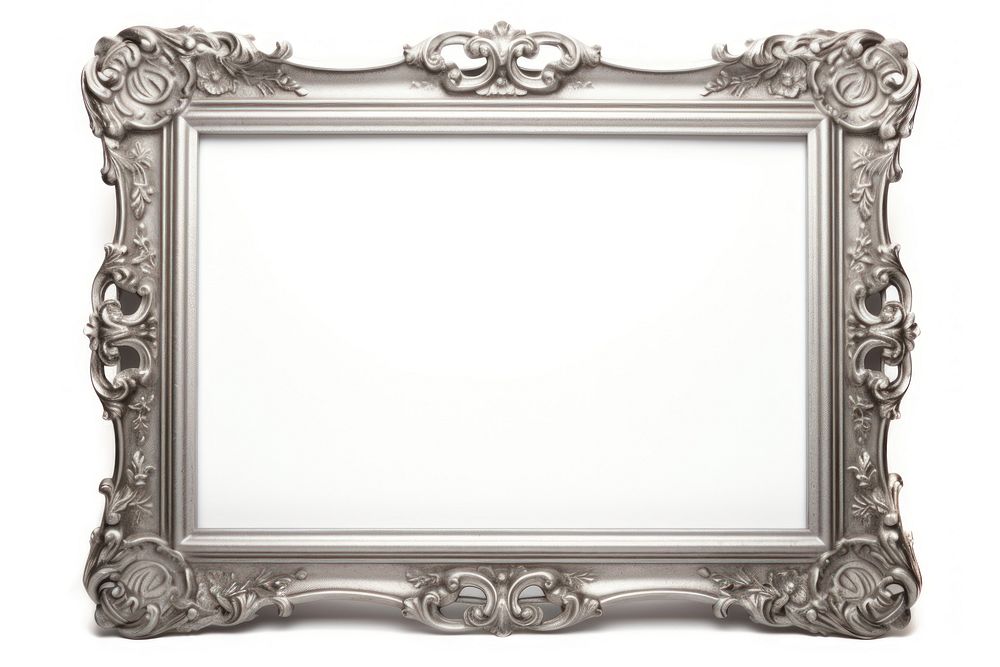 Steel frame vintage rectangle mirror white background.