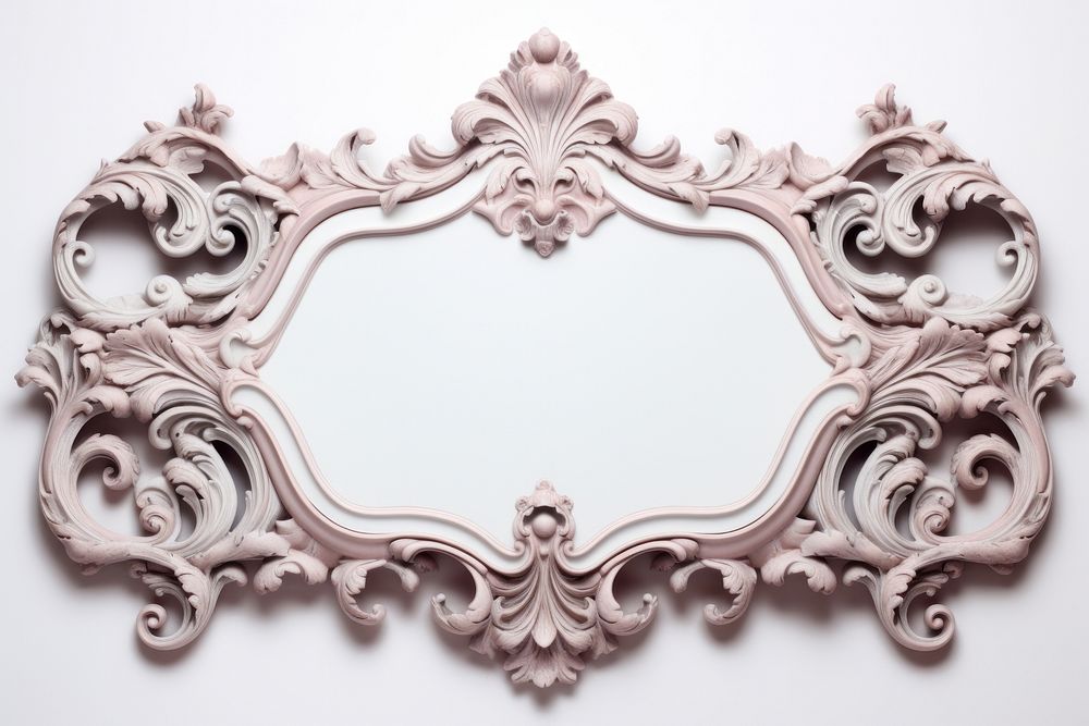Rococo frame vintage mirror white background architecture.