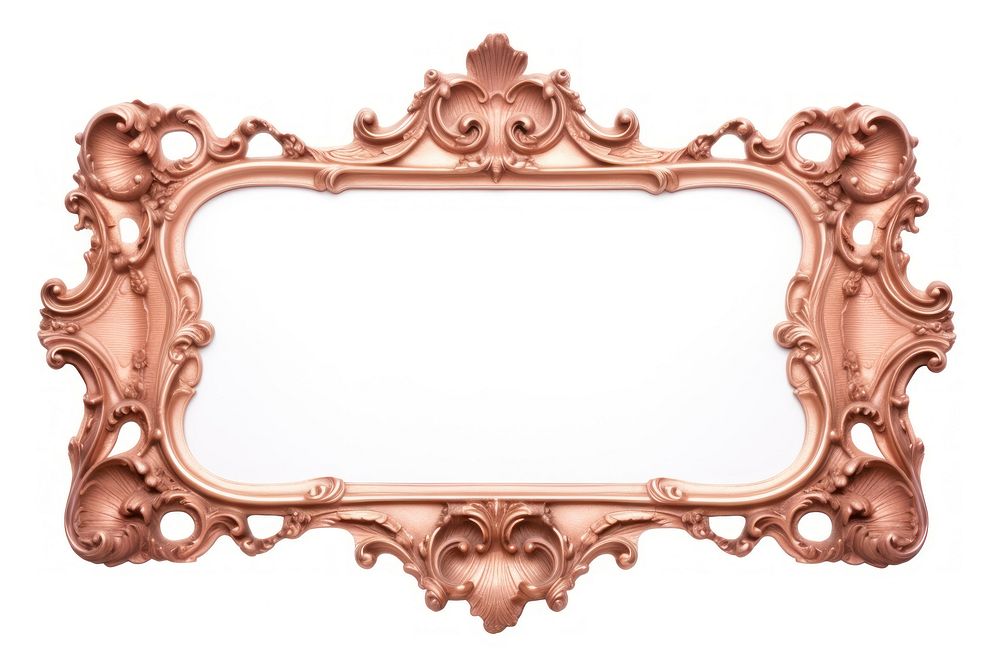 Rococo frame vintage rectangle oval white background.