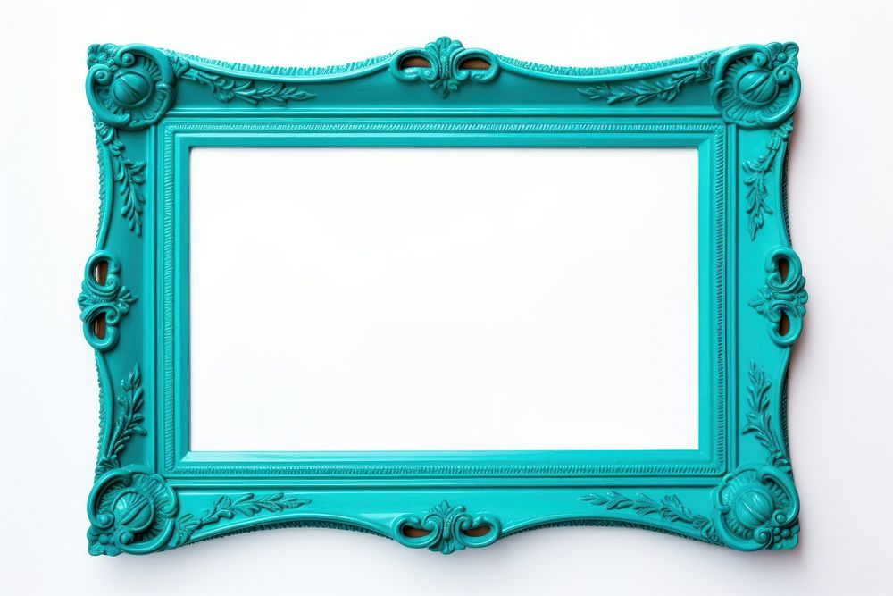 Turquoise frame vintage rectangle white background architecture.