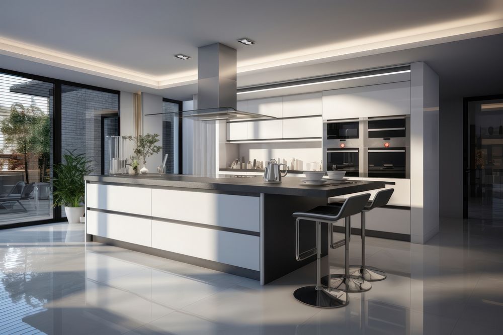 Modern kitchen interior appliance furniture oven.