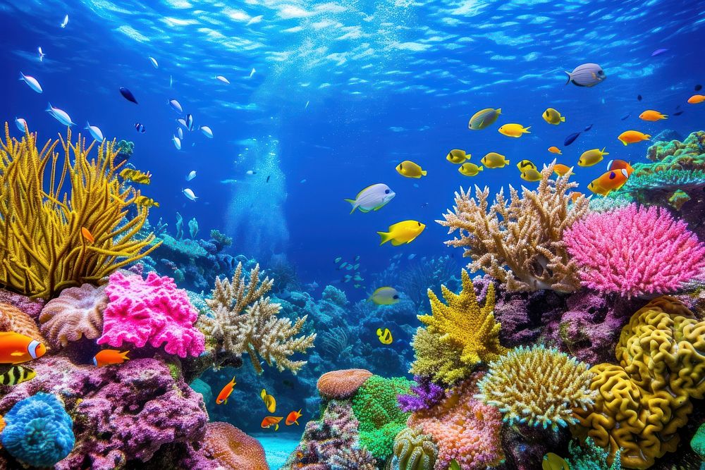 Beautiful corals underwater aquarium outdoors nature.