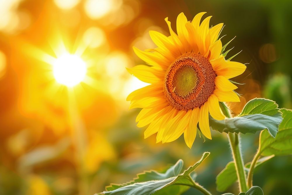 Beautiful sunflower landscape sunlight outdoors nature.