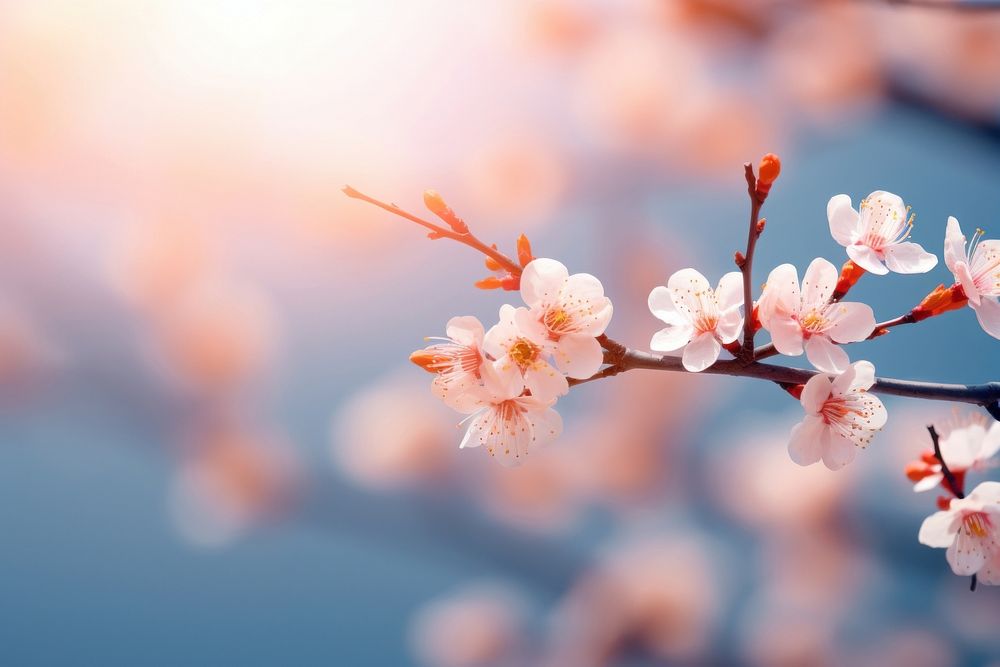 Pink cherry blossoms outdoors flower branch.