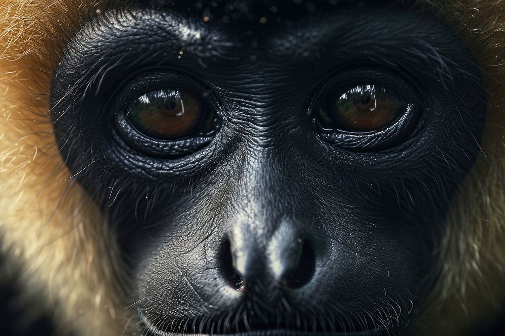 Wild gibbon ape face wildlife animal monkey.