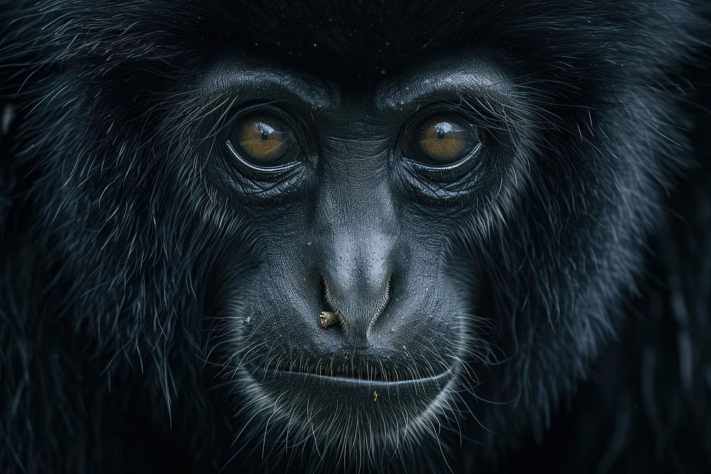 Wild gibbon ape face wildlife mammal animal.
