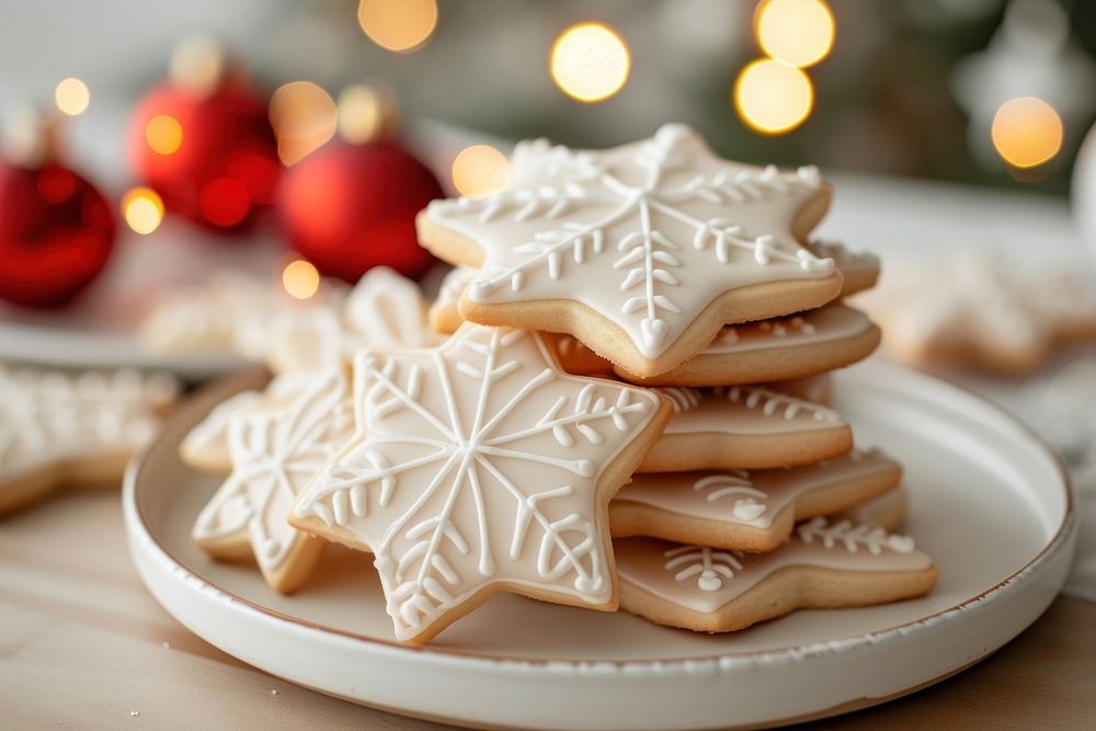 Christmas royal icing cookies gingerbread dessert plate.