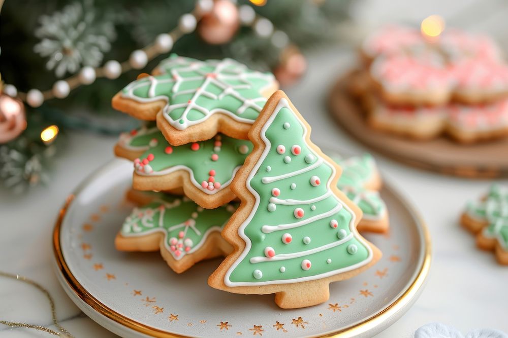 Christmas royal icing cookies gingerbread dessert biscuit.