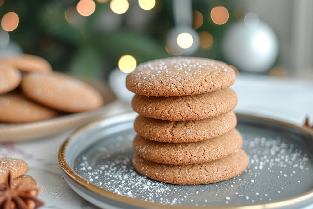 Gingerbreadcookies plate biscuit food.