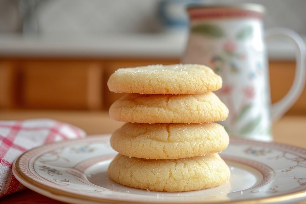 Sugar cookies plate biscuit bread.