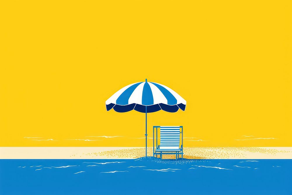Yellow and blue of beach furniture outdoors summer.
