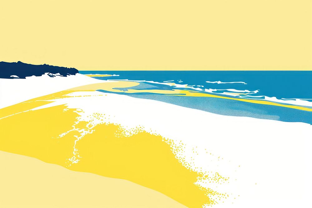 Yellow and blue of beach outdoors nature ocean.