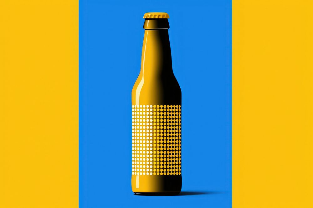 Yellow and blue of beer bottle drink lager.