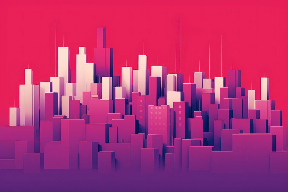 Red and purple city backgrounds shape line.
