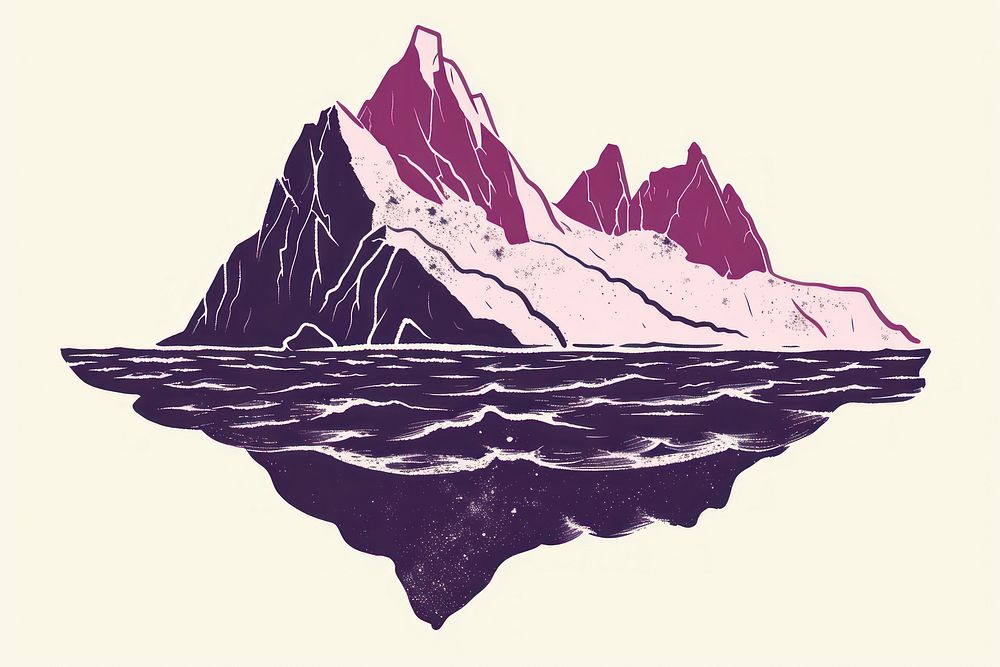 Red and purple of iceberg nountain mountain nature art.