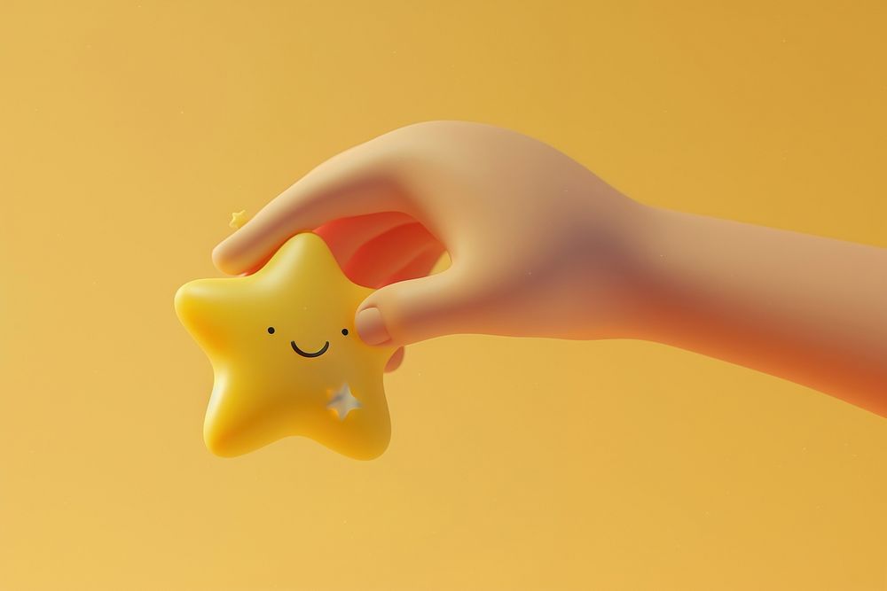 Hand picking a little star holding finger yellow.