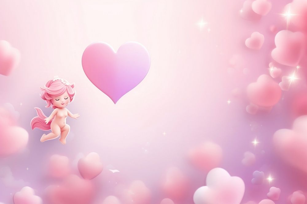 Cupid background pink cute doll.