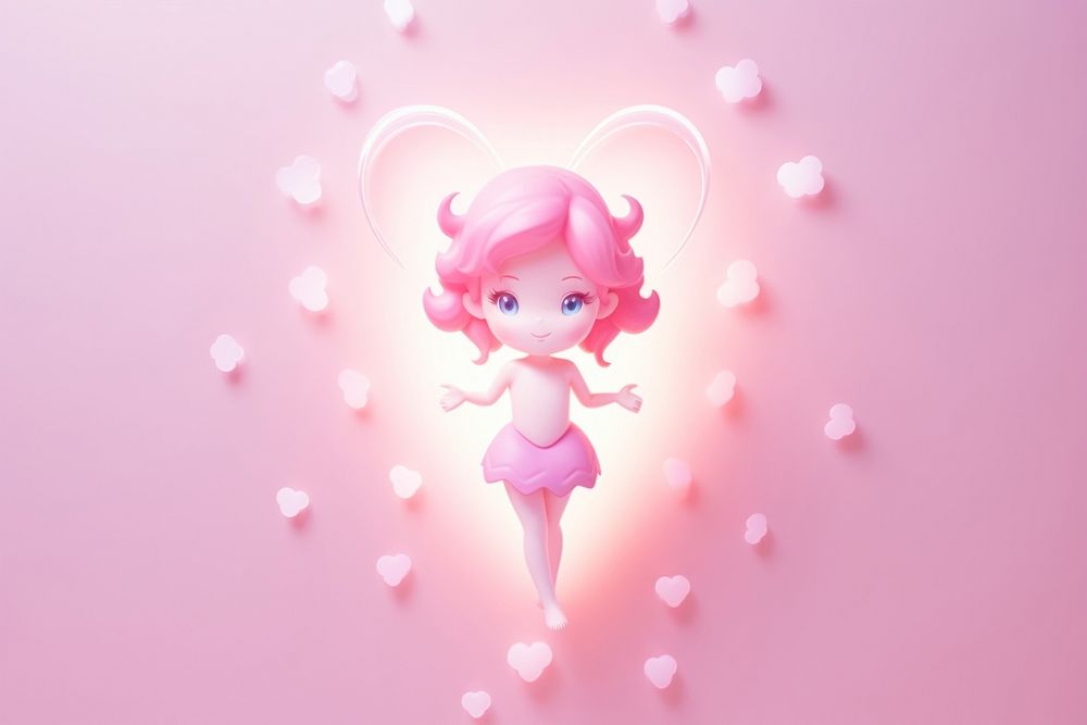 Cupid background cute pink doll.