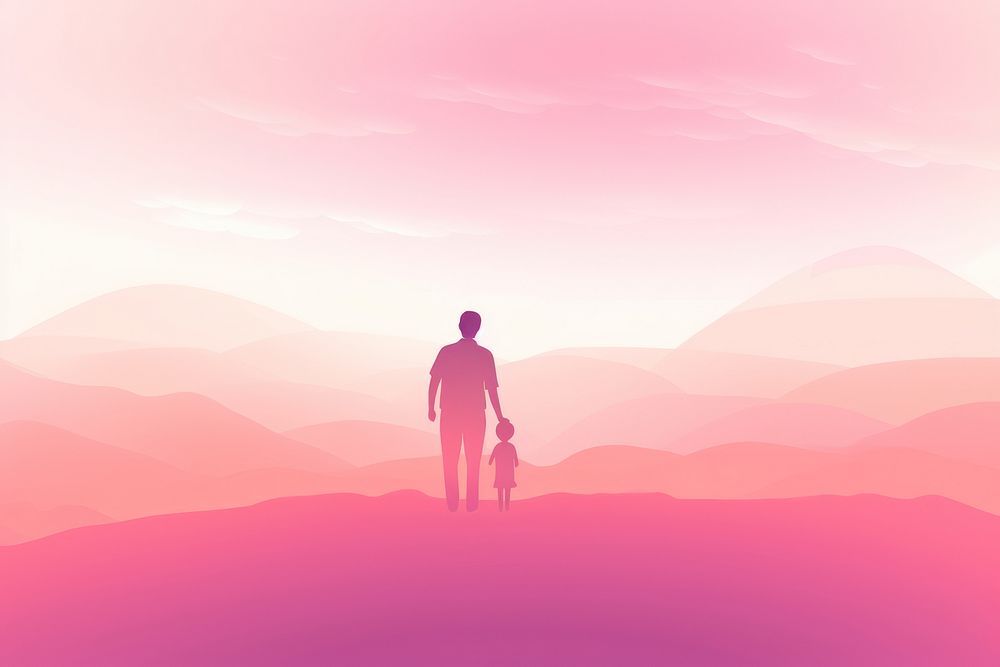 Person hugging gradient background standing pink togetherness.