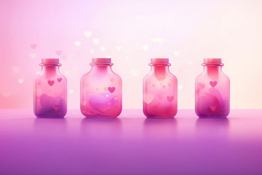 Love potion gradient background pink jar red.