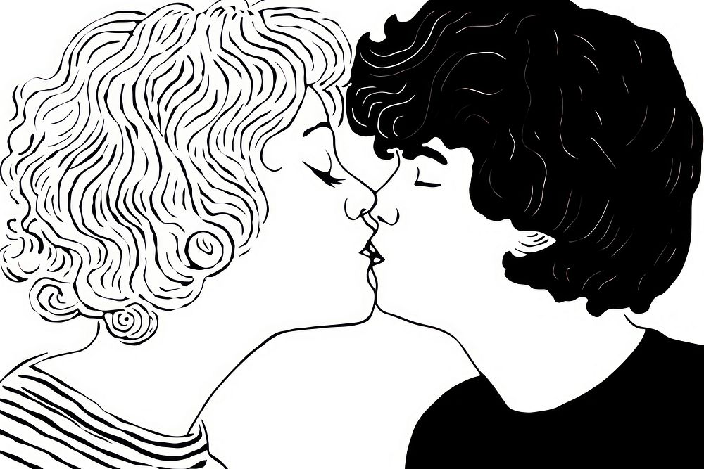 Man and woman kissing drawing Premium Photo Illustration rawpixel