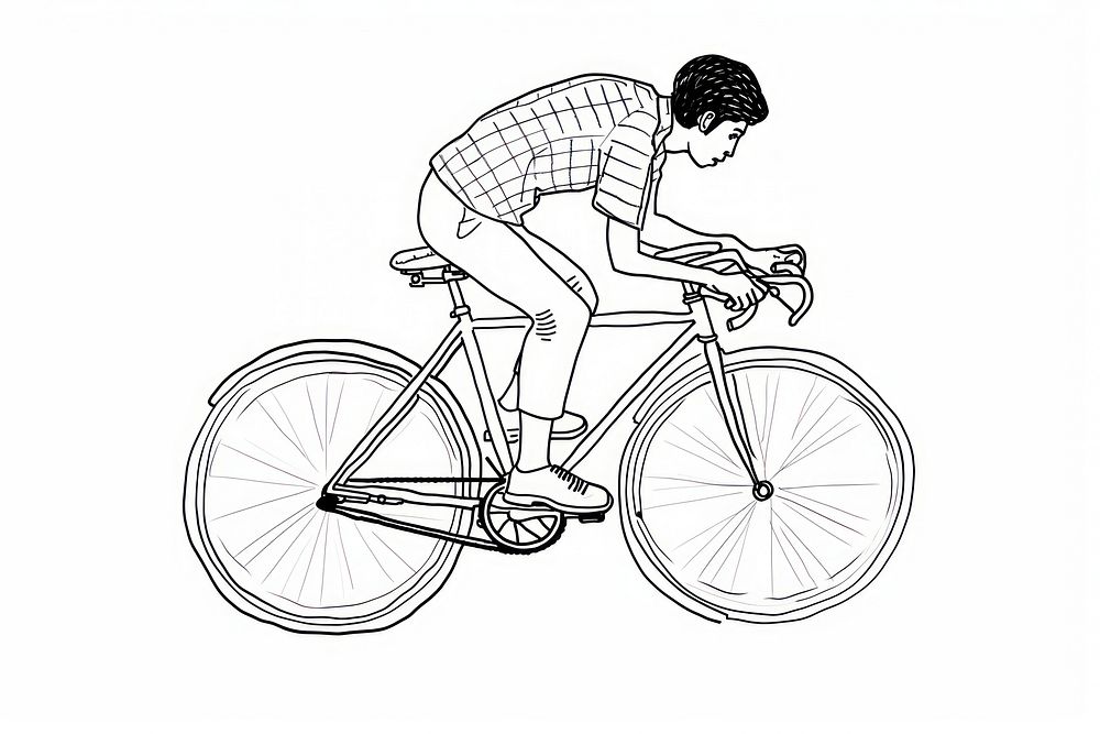 Man bike a bicycle drawing vehicle cycling.
