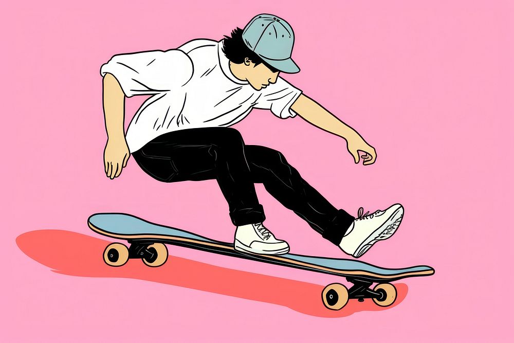 Man skateboarding footwear cartoon snowboarding.