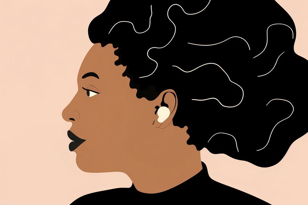 Black woman earring jewelry cartoon.