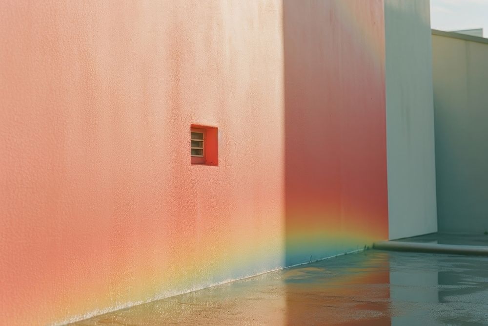 Reflection on the wall as a rainbow architecture building outdoors.